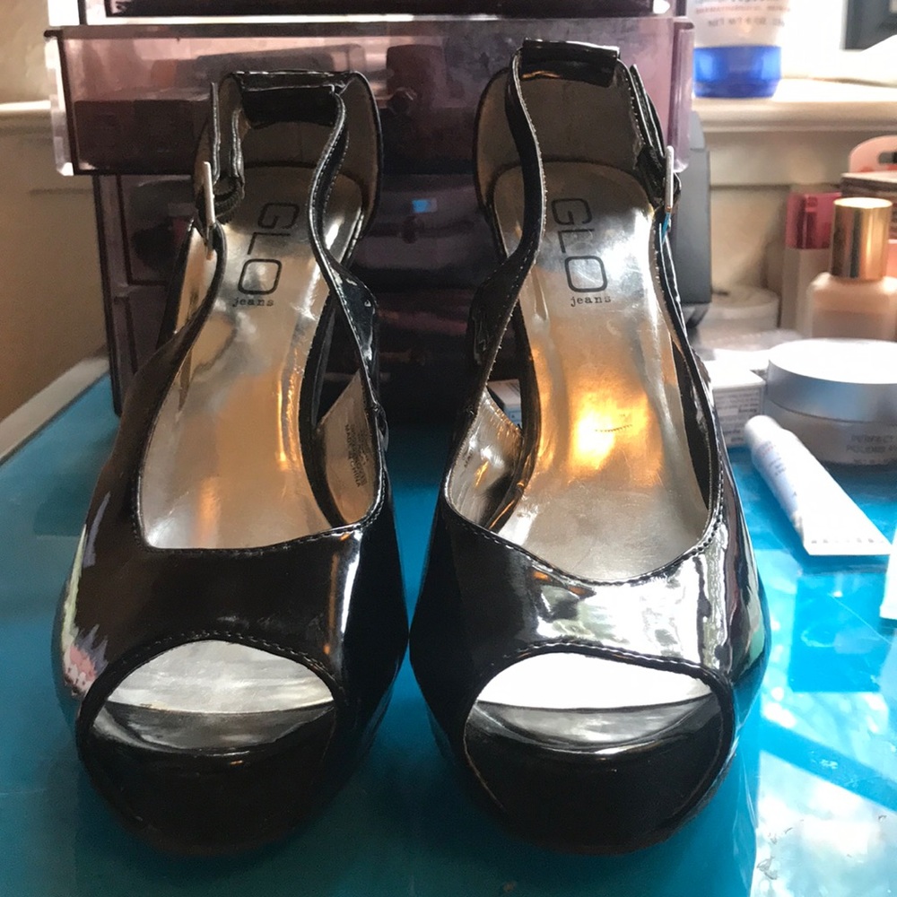 Black open toed heels